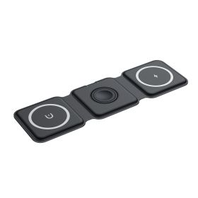 Magnetic Wireless Charger Mobile Phone Watch Headset Portable Fast Charging (Color: Black)